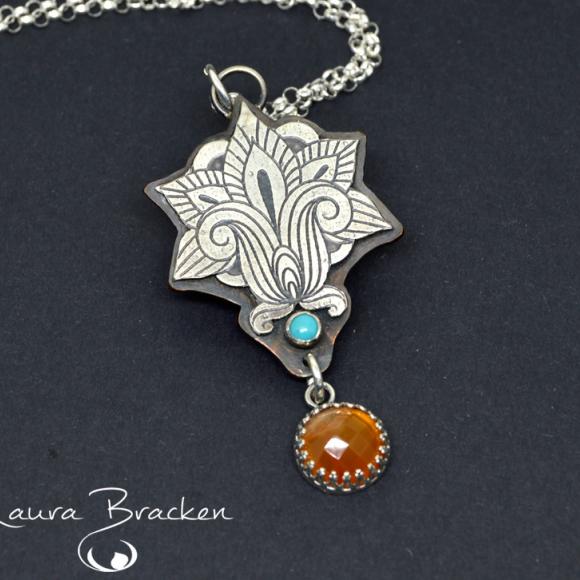 Henna Design Pendant Necklace