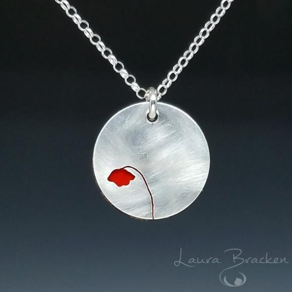 Reversible Lone Poppy Pendant